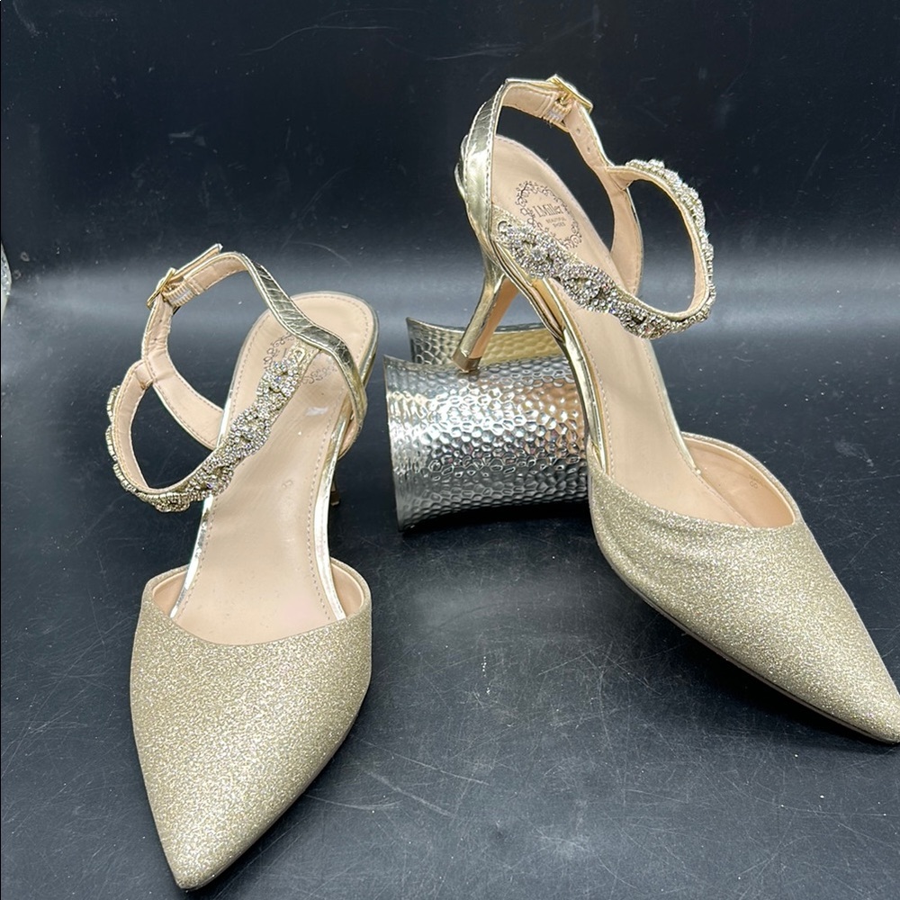 I. Miller Elegant Gold Rhinestone Straps